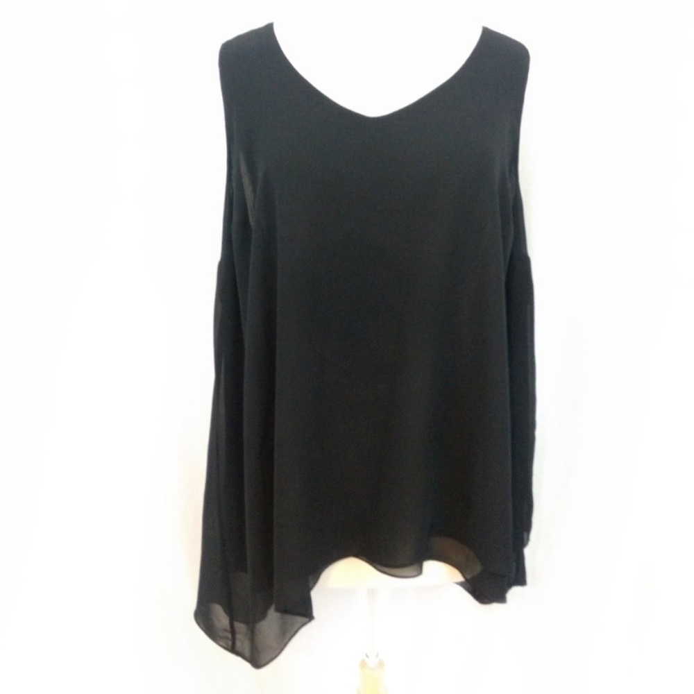 Torrid Black Chiffon Asymmetrical Top